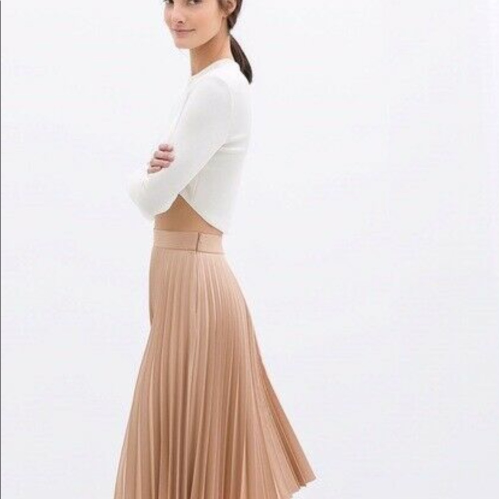 Zara Pleated Blush MIDI Skirt Sz Small